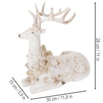 kohteita Koristeellinen istuvan peuran patsas sarvineen, 30 cm