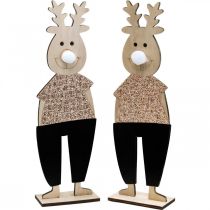 kohteita Poropuinen koristefiguuri standee joulu 12×6,5cm K45cm 2kpl