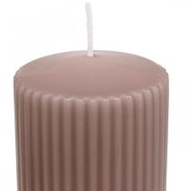 Pilarikynttilät antiikki vaaleanpunainen uritettu kynttilä 70/90mm 4kpl