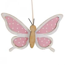 kohteita Vaaleanpunaiset butterfly deco tikut puuta 7,5cm 28cm 12kpl