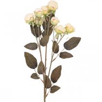 Keinotekoiset ruusut kuihtuneet Drylook 9 terälehteä kerma 69cm