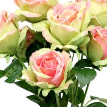 Keinotekoinen ruusupensas vihreä, pinkki 55cm