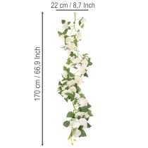 kohteita Keinotekoinen ruususeppele valkoisilla kukilla koristeeksi, 170 cm