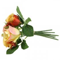 kohteita Oranssi ruusukimppu Ø17cm P25cm tekokukat koristeena syksyn hääpöytäkoristeet