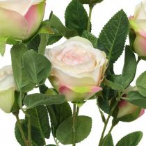 Ruusunoksa, silkkiruusuja, tekooksa pinkki, kerma L66cm Ø3/5cm