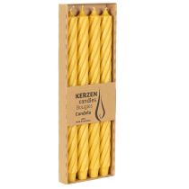 kohteita Rustiikkiset kierrekynttilät, korkeat, kartiomaiset, yksiväriset keltaiset, 350/28 mm, 4 kpl
