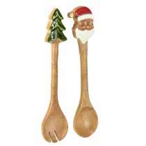 kohteita Salaattiottimet puiset jouluaterimet 28 cm setti 2 kpl