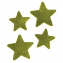 kohteita Scatter koristetähtiä flokoitu sammaleenvihreä 4cm/5cm 40 kpl