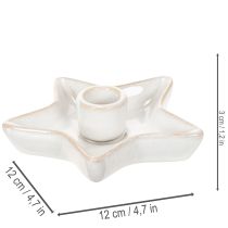 kohteita Keraaminen tähtikynttilänjalka, valkoinen, kartiokynttilöille, 12 cm, 2 kpl