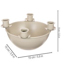 kohteita Kynttilänjalka, jossa 4 pidikettä, moderni adventtiseppele, beige, 15 cm