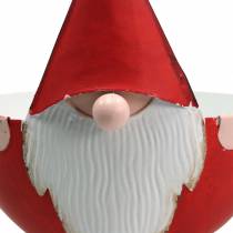 kohteita Koristekulho gnome punainen, valkoinen metalli Ø14cm H16cm Joulupukin kulho