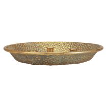 Kynttilälevy metallinen antiikkitikku kynttilänjalka kultaa Ø32cm