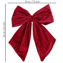 kohteita Punainen samettinen korduroi-kangasrusetti joulukoristeiden ripustamiseen, 24 cm, 2 kpl