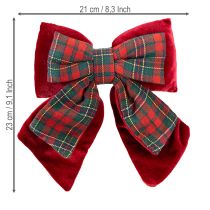 kohteita Punainen skotlantilainen ruudullinen samettinen rusetti sisätiloihin 21 × 23 cm