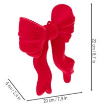 kohteita Koristeellinen punainen rusetti ripustettavaksi, nukkakuvioinen joulukoriste, 22 cm