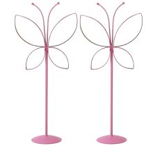 kohteita Butterfly Metal Koristejalusta Fuchsia Gold H29cm 2 kpl