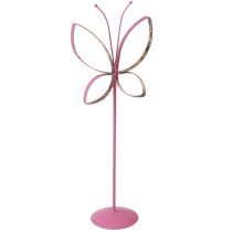 kohteita Butterfly Metal Decoration Spring Fuchsia Gold H35cm 2 kpl