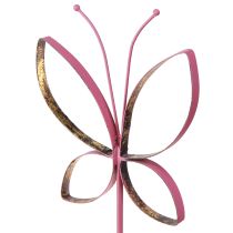 kohteita Butterfly Metal Decoration Spring Fuchsia Gold H35cm 2 kpl