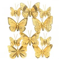 Kevätperhonen klipsillä kultainen kevätkoriste 6cm 10kpl setissä