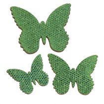 kohteita Scatter koristelu perhonenvihreä glitter 5/4/3cm 24 kpl