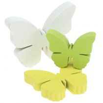 Puinen perhonen valkoinen / keltainen / vihreä 3cm - 5cm 48kpl