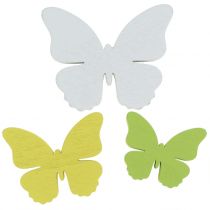 Puinen perhonen valkoinen / keltainen / vihreä 3cm - 5cm 48kpl