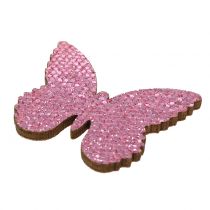 kohteita Scatter koristelu perhonen pinkki glitter 5/4/3cm 24 kpl