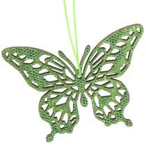 kohteita Koristeellinen ripustin perhonen vihreä glitter 8cm 12 kpl