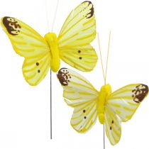 Koristeperhosia, kukkatulppia, kevätperhosia langalla keltainen, oranssi 4×6,5cm 12kpl