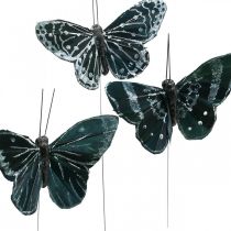 Höyhenperhosia mustavalkoisia, perhosia langalla, tekoperhosia 5,5×9cm 12kpl