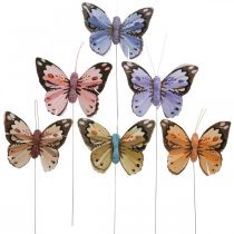 Sulkaperhosia, koristeperhosia kepillä, kukkatulpat pinkki, oranssi, violetti, ruskea, sininen, beige 6×8cm 12kpl