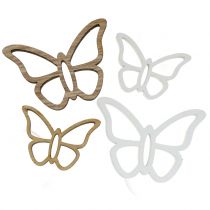Puinen perhonen valkoinen / luonnollinen 3cm - 4.5cm 48kpl