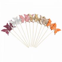 kohteita Perhonen puinen kukkatulppa värillinen 9cm/29cm 12kpl
