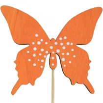 Perhonen puinen kukkatulppa värillinen 9cm/29cm 12kpl