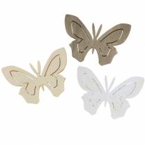 Butterfly Wood Valkoinen, Kermanvärinen, Ruskea Valikoima 4cm 72kpl Pöytäkoristejousi
