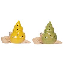 kohteita Keraaminen koriste-etana LED-valaistuksella. Hauska pöytäkoriste kotiin ja parvekkeelle. 12 cm, 2 kpl.