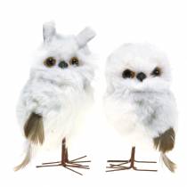 Ripustettavat lumipöllöt valkoinen 12cm 2kpl