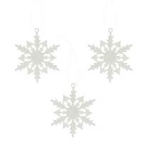 Lumihiutale ripustettavaksi 7cm valkoinen glitterillä 36kpl