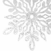 Ripustettava lumihiutale 14,5cm läpinäkyvä, glitter 12kpl