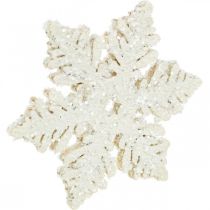 Lumihiutaleet puu 4cm valkoinen kiille 72kpl