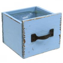 Kasvilaatikko puinen laatikko vaaleansininen nuhjuinen 12,5×12,5×10 cm