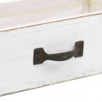 Koristeellinen laatikko valkoinen kasvilaatikko puinen vintage look 25×13×8cm