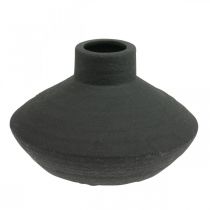 Musta keraaminen maljakko koristemaljakko litteä sipuli H10cm
