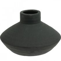 Musta keraaminen maljakko koristemaljakko litteä sipuli H12,5cm