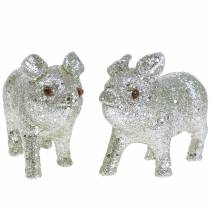Koristeellinen sika glitter hopea 10cm 8kpl