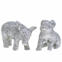 kohteita Deco sika uudenvuodenaaton koristelu hopea glitter 3,5cm 2kpl