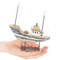 kohteita Laivakoriste, merihenkinen, puinen, jalustalla, 20 cm