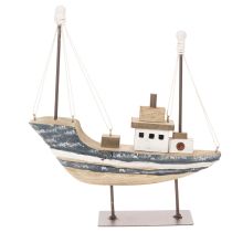 kohteita Laivakoriste, merihenkinen, puinen, jalustalla, 20 cm