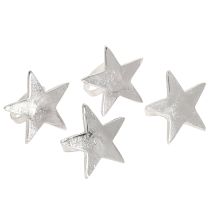 kohteita Tähdenmuotoiset lautasliinatelineet, hopeanväriset metalliset lautasliinarenkaat, halkaisija 7 cm, 4 cm, 4 kpl