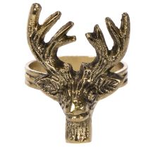 kohteita Metallinen lautasliinarengas, jossa peuranpää, kultakuvio, 6 cm, 4 kpl